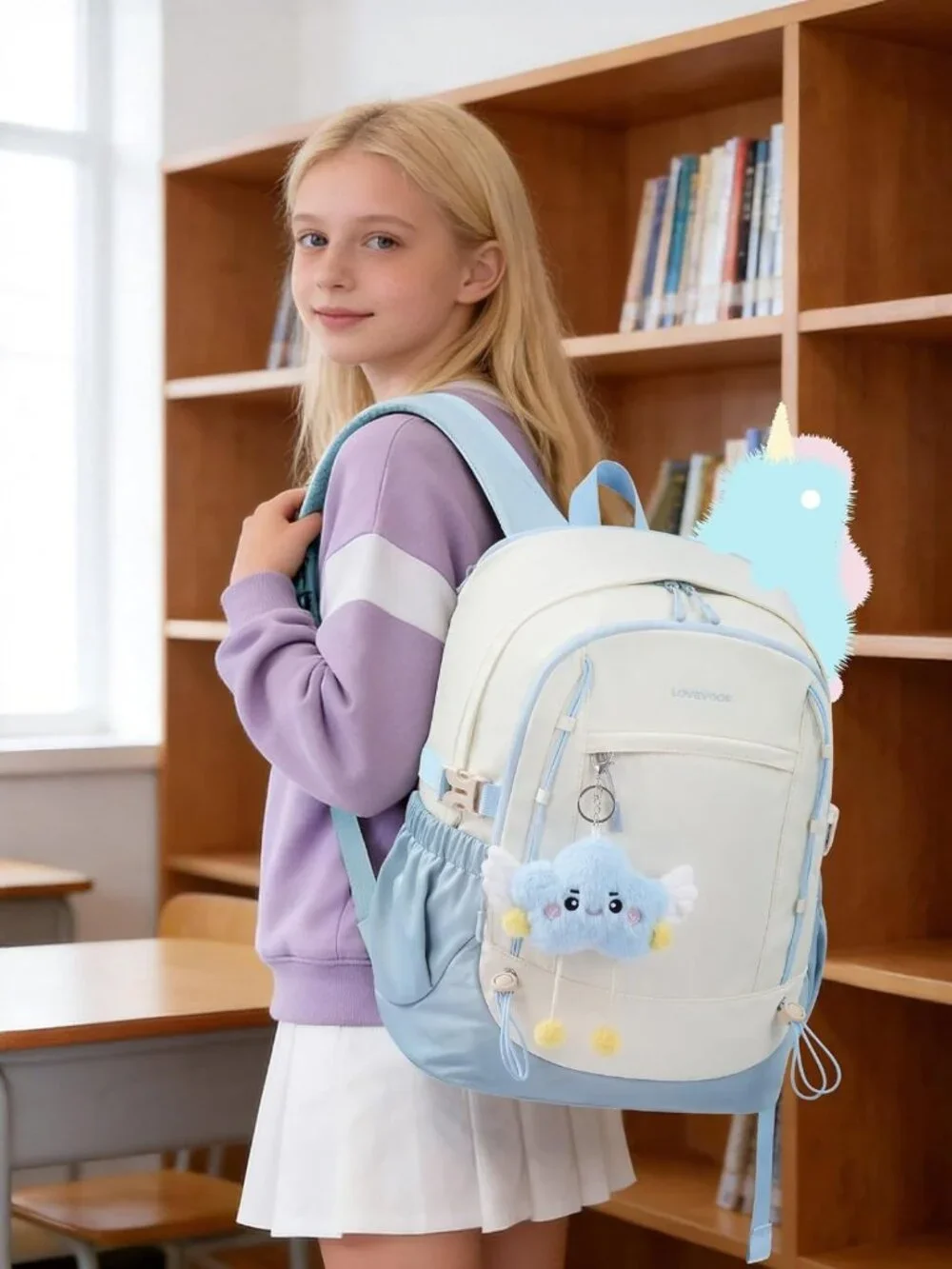 Cute School Backpack for Teen Girls, Stylish Bookbag for Students, Durable